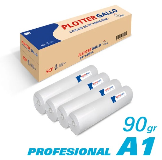 PAPEL PLOTTER 90GR A1 24? X 45MTS - CAJA x 4 UNID.